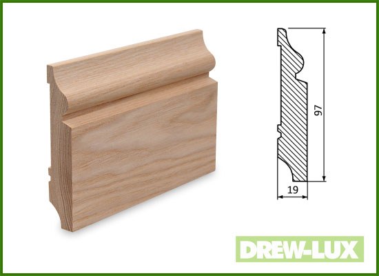 Listwa przypodłogowa jesion 9,7 x 1,9 naturalny (2,45-2,95)